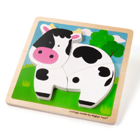 Bigjigs - Chunky Lift Out Puzzle - Cow