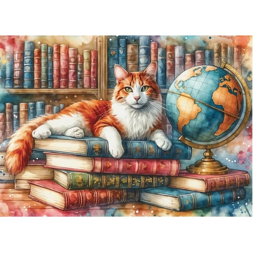 Delfy - Books, Globe & Purrs Puzzle 1000pc