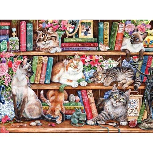 Gibsons - Puss Back In Books Large Piece Puzzle 500pc