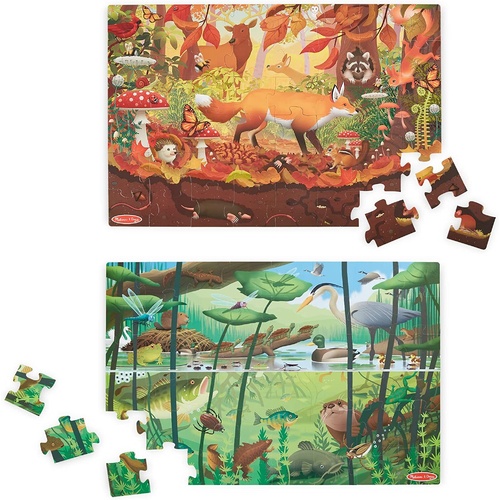 Melissa & Doug - Let's Explore - Double Sided Floor Puzzle 48pc