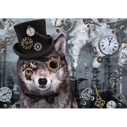 Steampunk Pitbull Dog in Clockwork Glassess Steampunk Gift #1 Jigsaw Puzzle